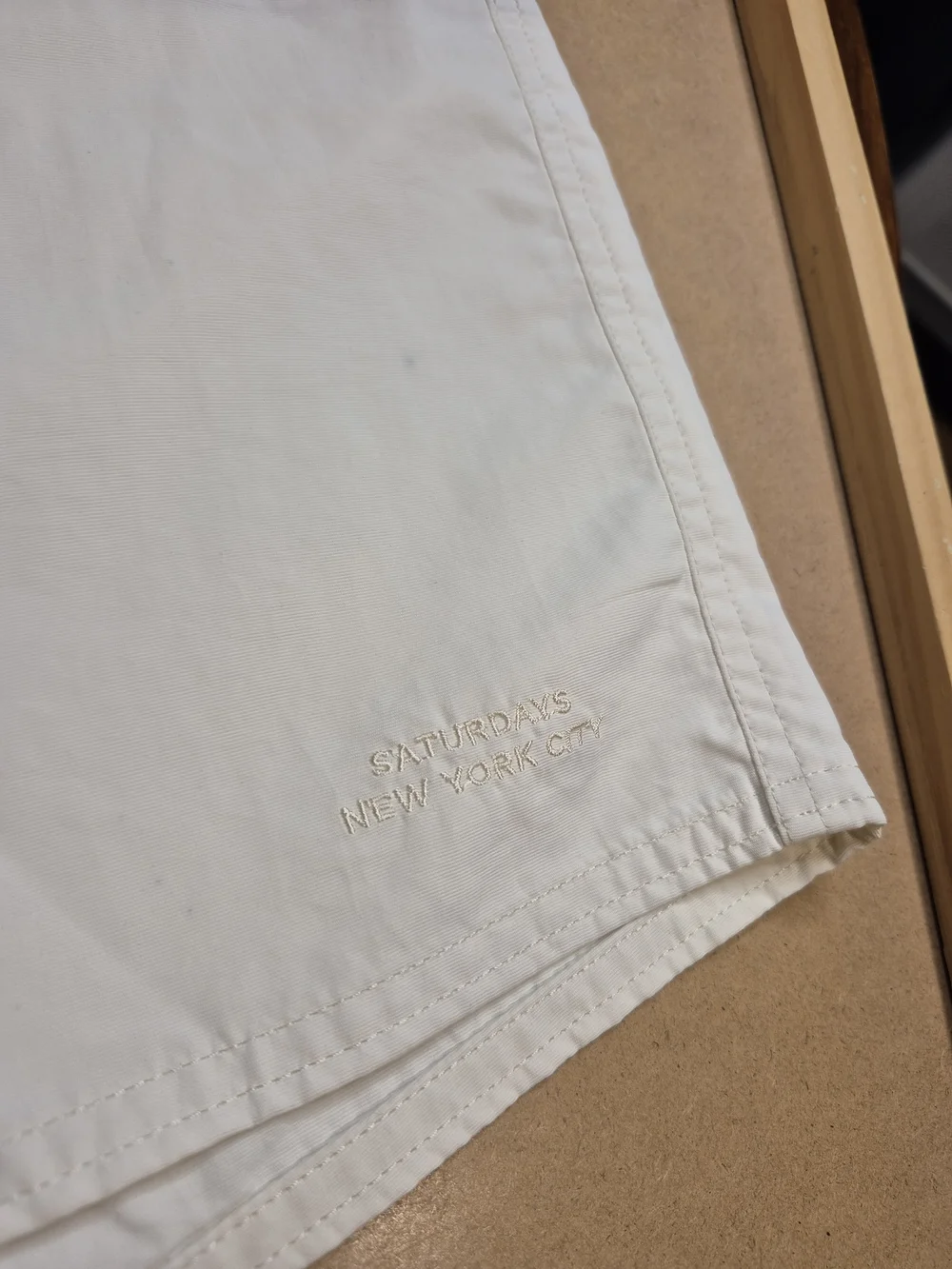Saturdays NYC Two-Tone Rust & White Swim Trunks 4396/5